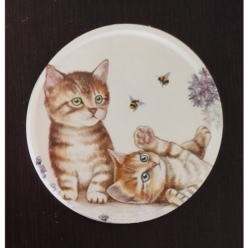 kerek dekorációs tál- két cica