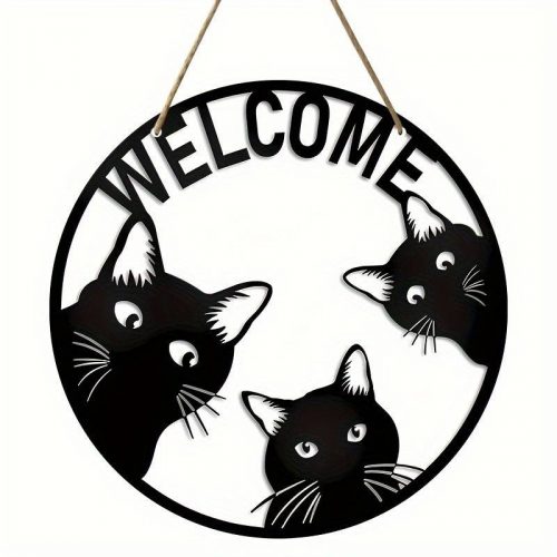 Fekete macskák ajtódísz