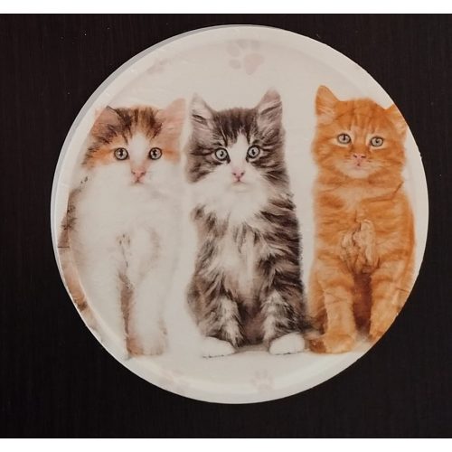kerek dekorációs tál-három cica